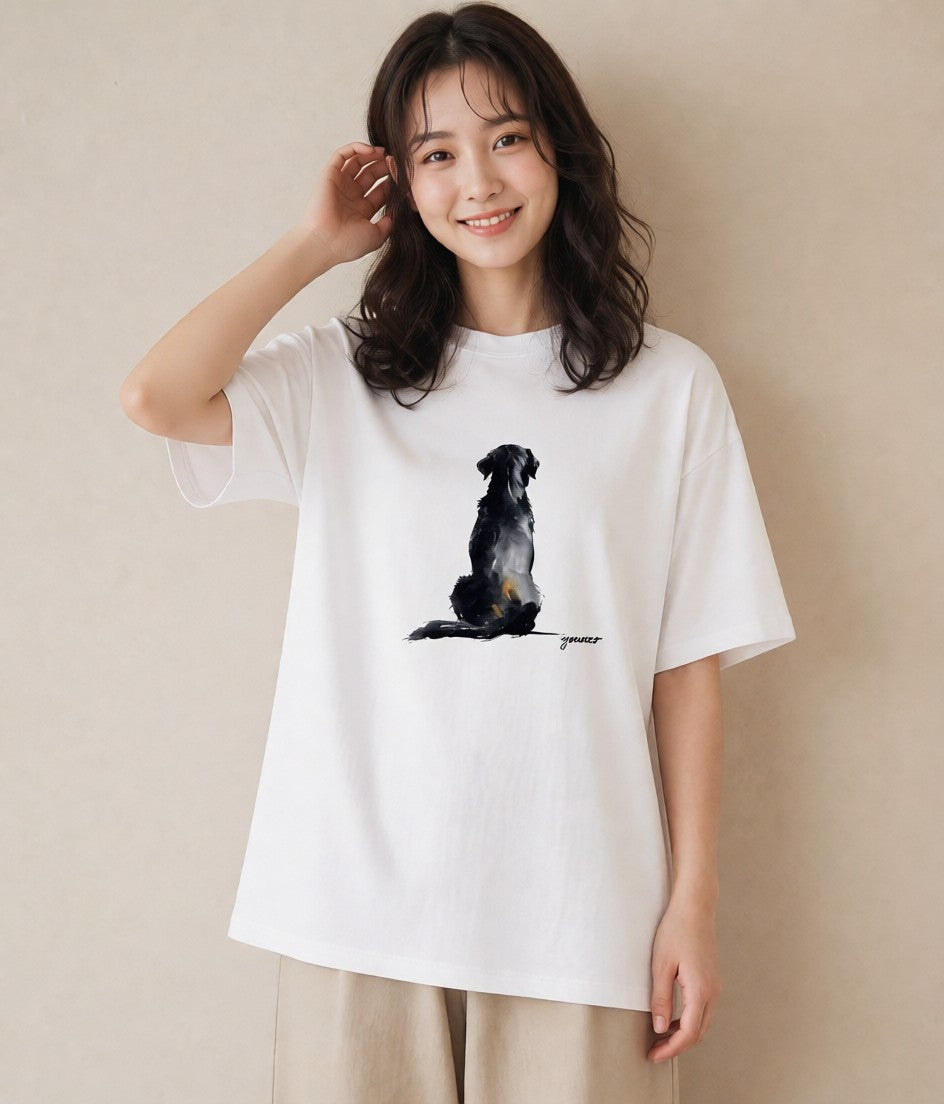 半袖Tシャツ レディース 愛犬 犬 いぬ イラスト ボタニカル カジュアルコーデ 買い物 白T