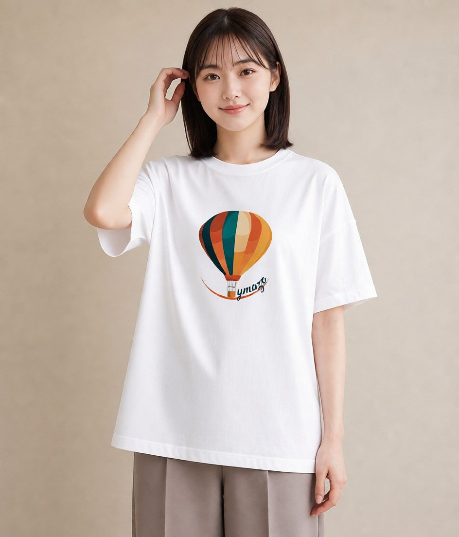 グラフィックTシャツ レディース 気球 星空 宇宙 イラスト 旅行コーデ 部屋着 女性向けギフト 白T