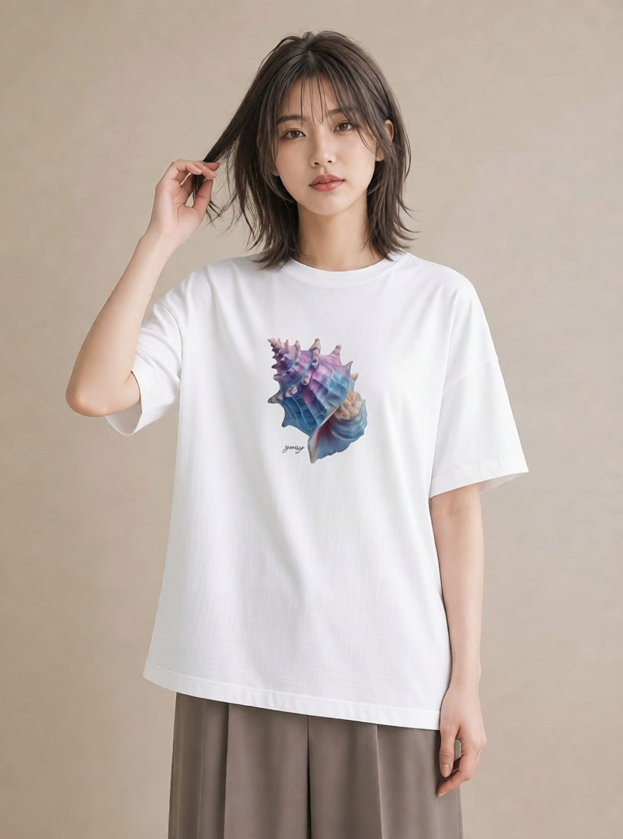 グラフィックTシャツ レディース ヤドカリ 海の生き物 海 イラスト 可愛い 綿100 デート 白T