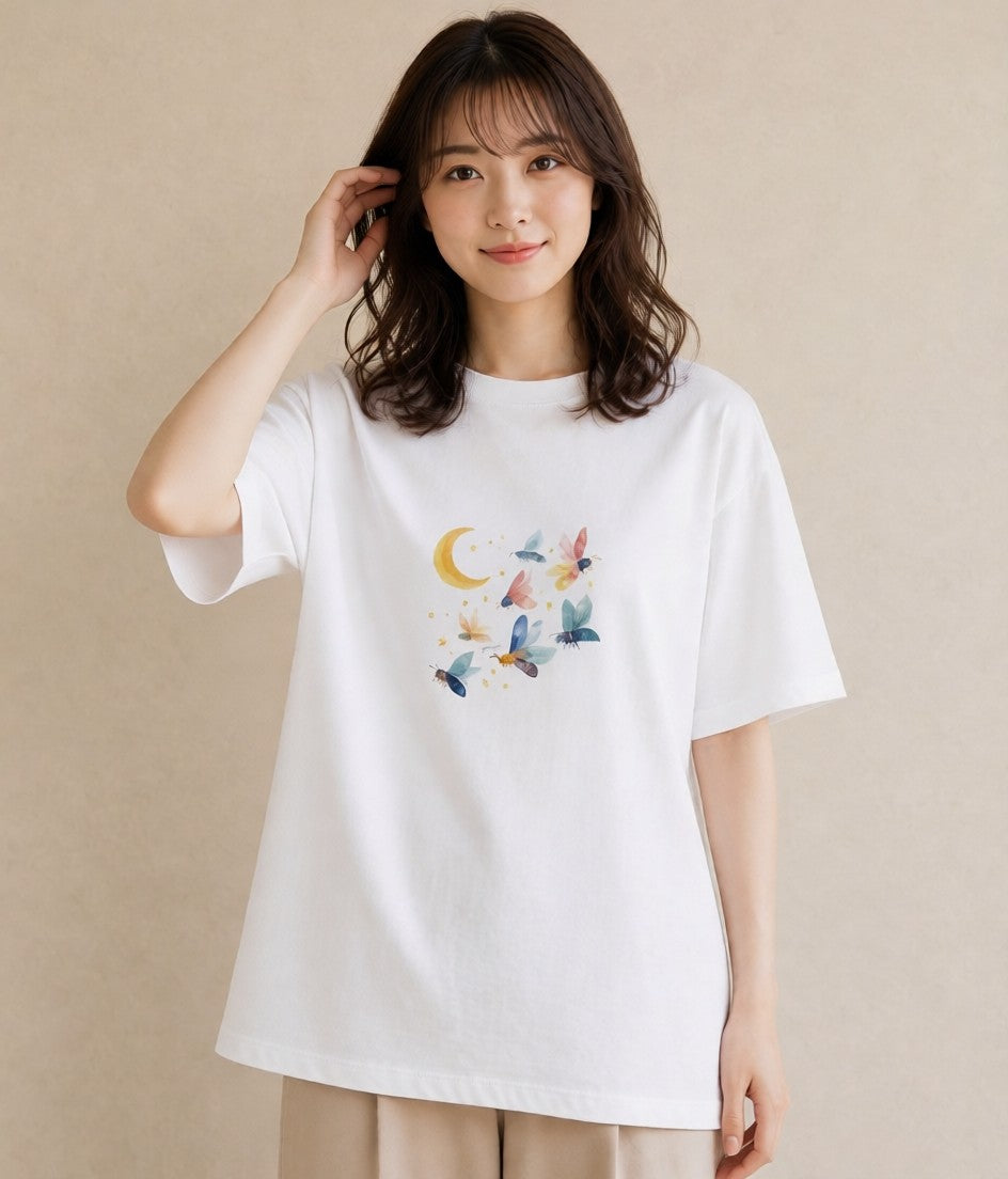 デザインTシャツ レディース みつばち 昆虫 虫 イラスト 旅行コーデ 散歩 お出かけ 白T