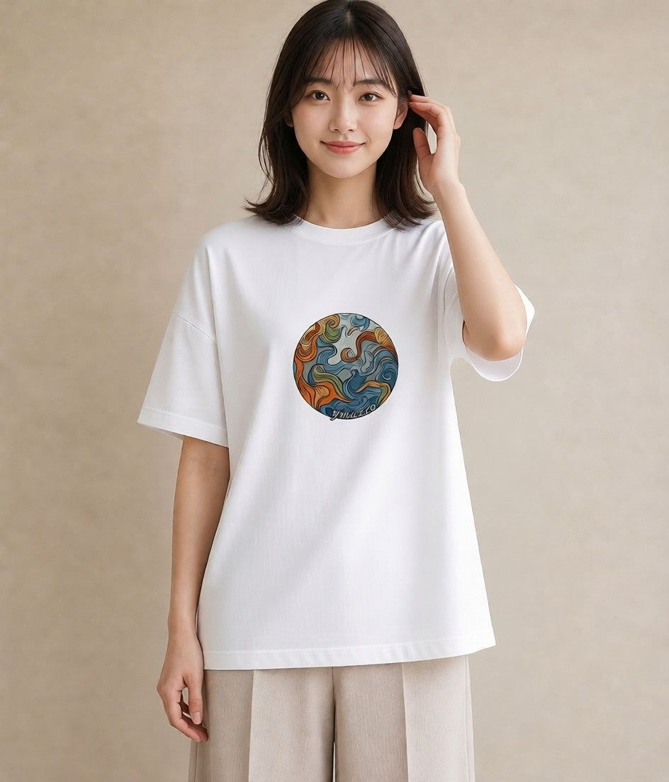 プリントTシャツ レディース 土星 星空 宇宙 イラスト 上品 ギフト 母の日 白T