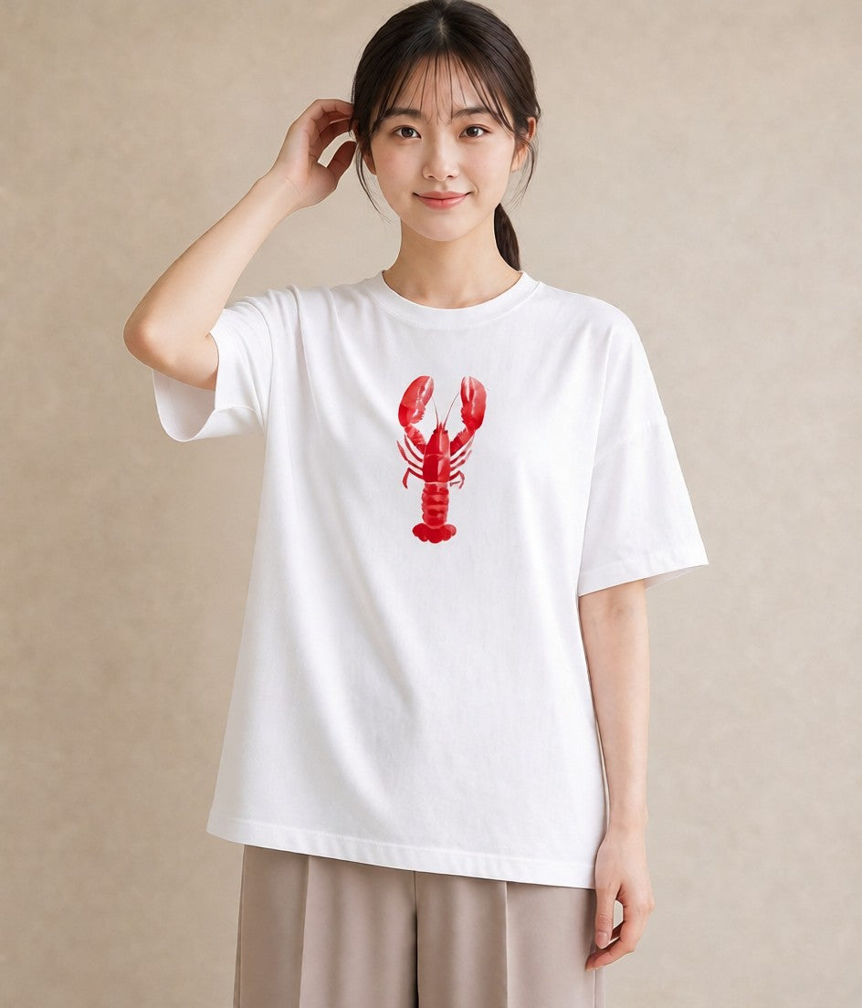 Tシャツ レディース ヤドカリ 海の生き物 海 イラスト きれいめ 20代 カジュアルコーデ 白T