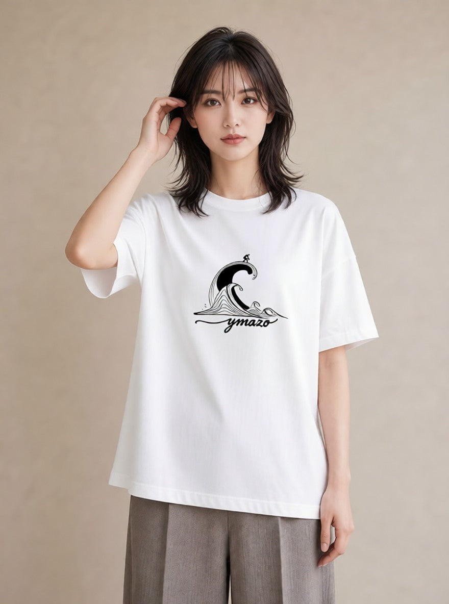 グラフィックTシャツ レディース 紙の船 水辺 ナチュラル アンティーク イラスト 手描き風 ペアコーデ 秋コーデ 白T