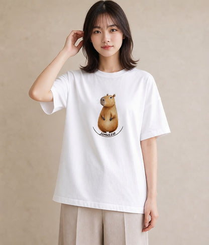 プリントTシャツ レディース キンクマハムスター ペット 動物 イラスト 個性的 カフェ服 クリスマス 白T