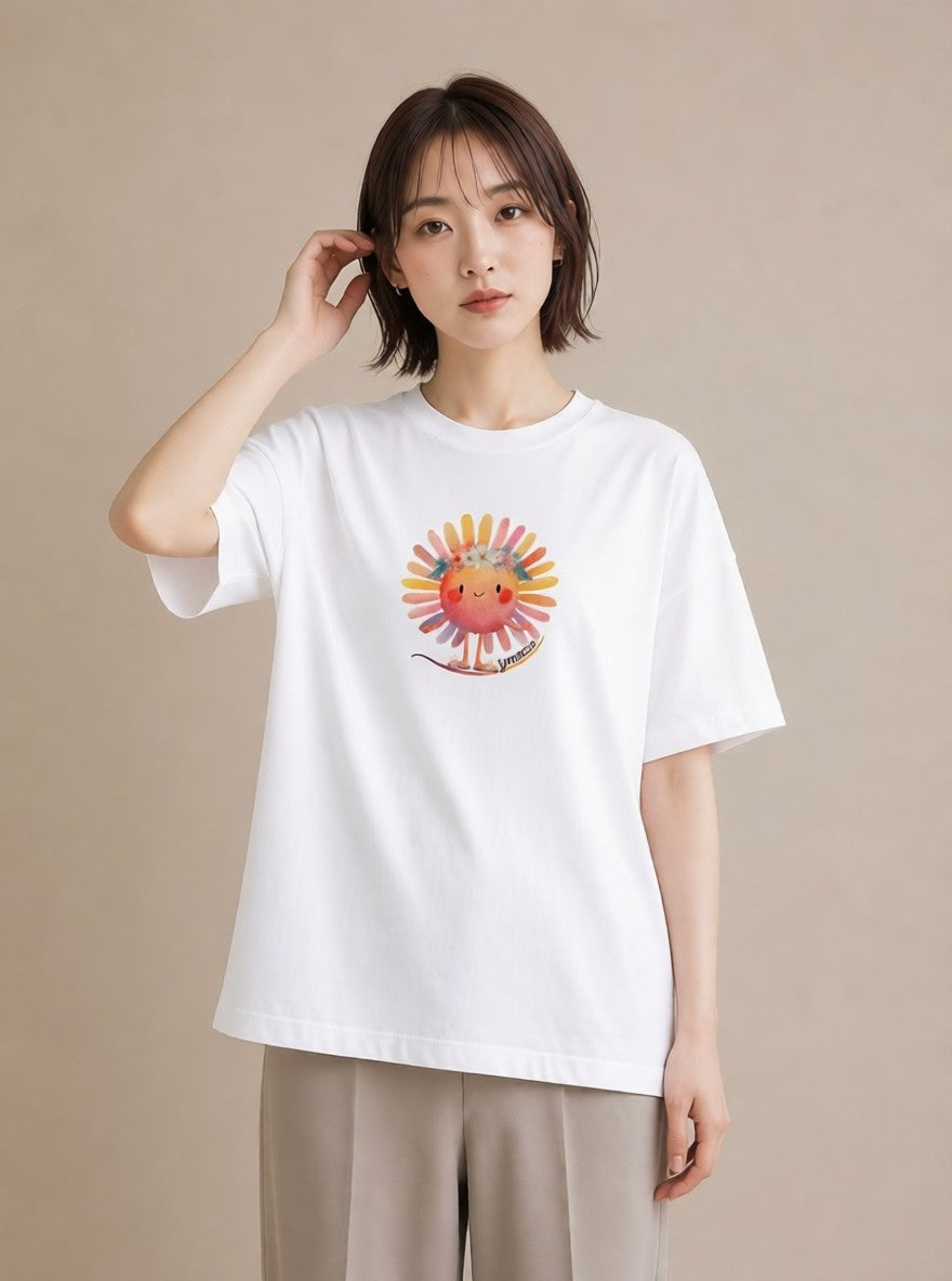 半袖Tシャツ レディース 太陽 星空 宇宙 イラスト シック 通学 誕生日プレゼント 白T