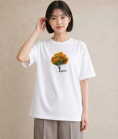 Tシャツ レディース 金木犀 花 花柄 イラスト 淡色 女子会 お揃い 白T