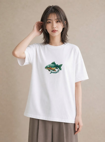 Tシャツ レディース メダカ ペット 動物 イラスト シック お出かけ 普段着 白T
