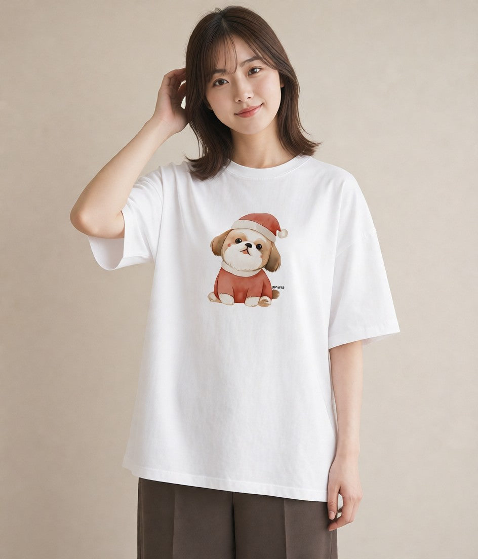 プリントTシャツ レディース 子犬 犬 いぬ イラスト ラフカジュアル デイリーウェア 休日 白T