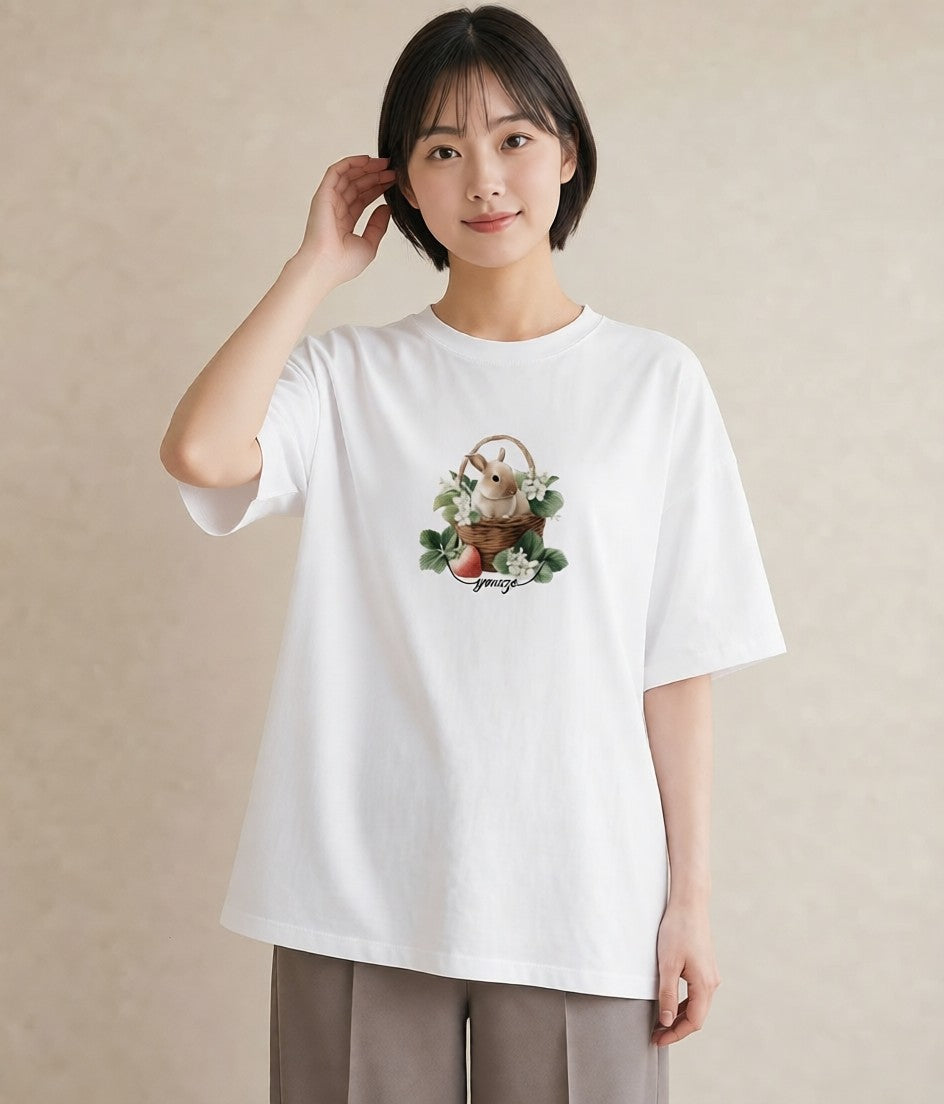 プリントTシャツ レディース ネザーランドドワーフ ペット 動物 イラスト カフェコーデ お揃い 親子 白T
