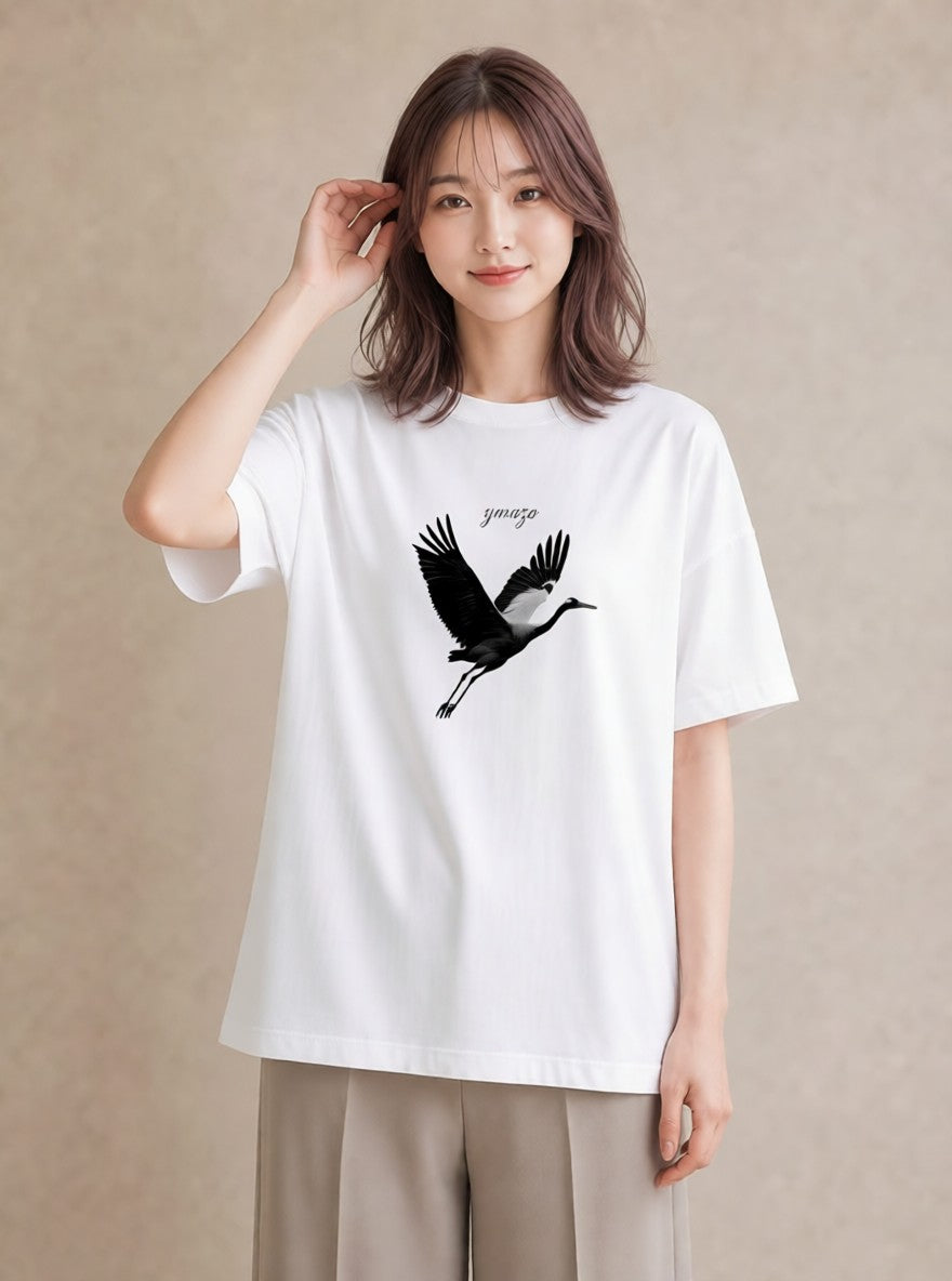Tシャツ レディース 折り鶴 折り紙 ナチュラル アンティーク イラスト ポップ カフェ巡り 女子会 白T