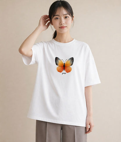 グラフィックTシャツ レディース ホタル 昆虫 虫 イラスト ラフカジュアル 友達ギフト 部屋着 白T