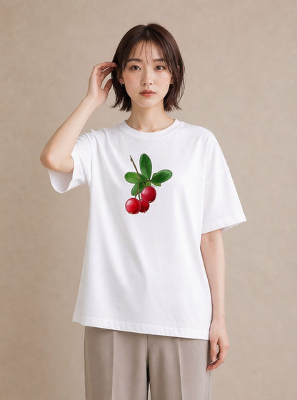 グラフィックTシャツ レディース さくらんぼ チェリー 食べ物 フード イラスト きれいめカジュアル デート 帰省 白T