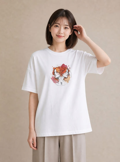 半袖Tシャツ レディース 乙女座 星空 宇宙 イラスト ボタニカル クリスマス 旅行 白T