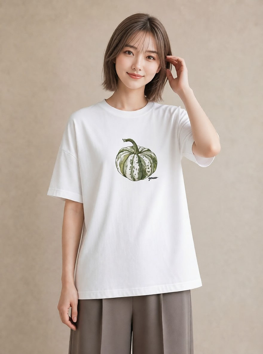 半袖Tシャツ レディース メロン 食べ物 フード イラスト ガーリー 友達ギフト 部屋着 白T