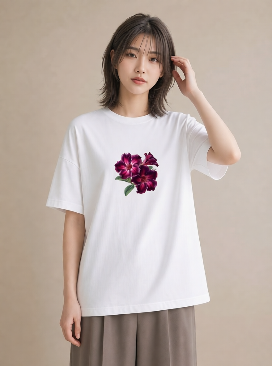 半袖Tシャツ レディース カーネーション 花 花柄 イラスト ラフカジュアル ペアコーデ 秋コーデ 白T