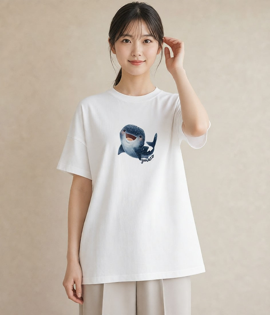 プリントTシャツ レディース マンボウ 海の生き物 海 イラスト 韓国風 普段着 週末コーデ 白T