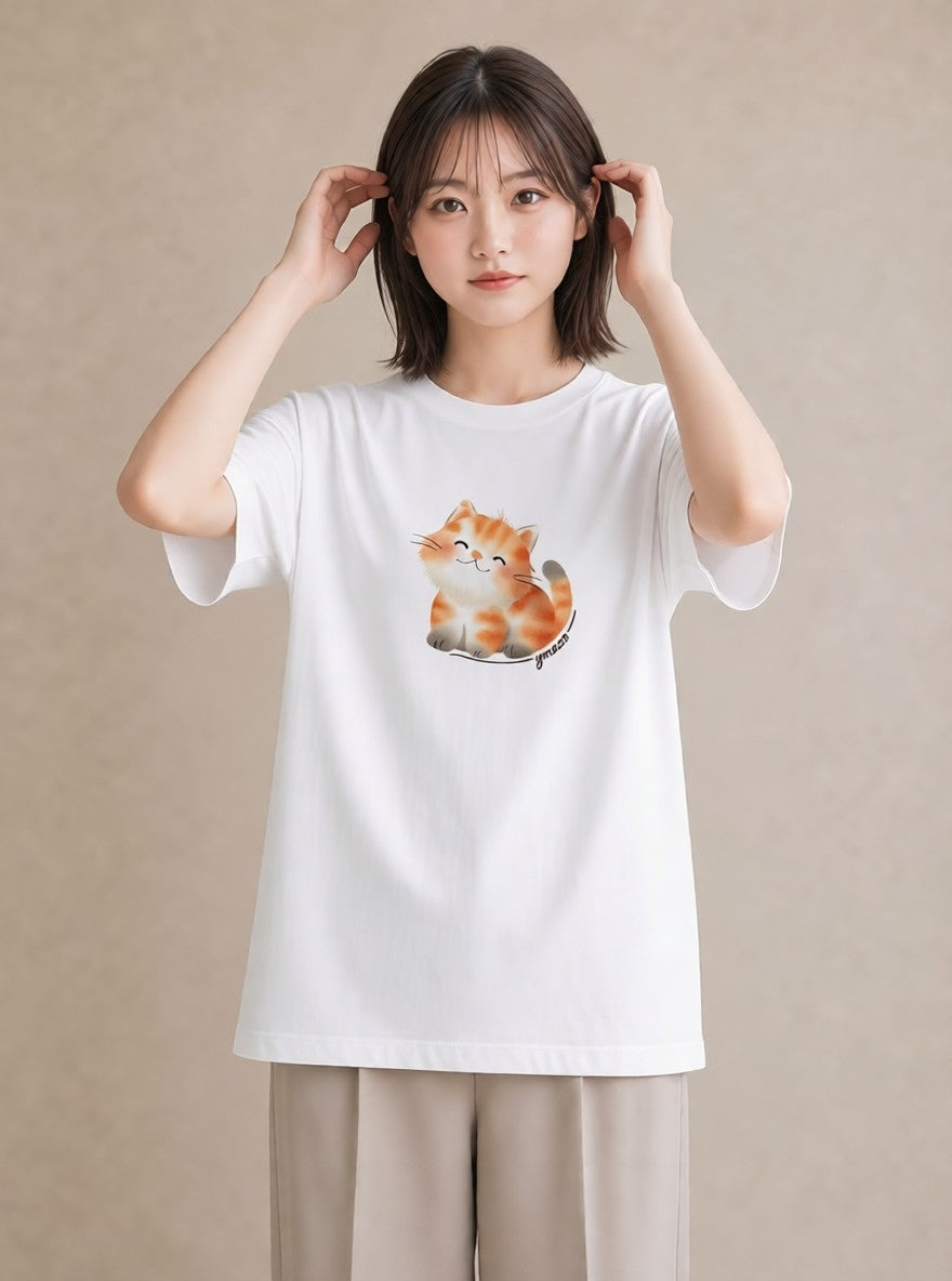 グラフィックTシャツ レディース アメリカンショートヘア 猫 ねこ イラスト 送別ギフト 通勤 白T