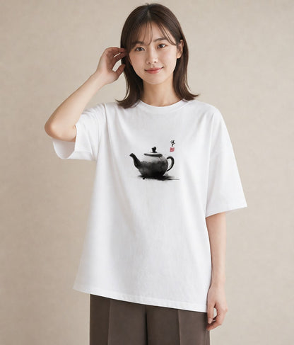 Tシャツ レディース 紅茶 食べ物 フード イラスト こなれ感 帰省 ラフ 白T