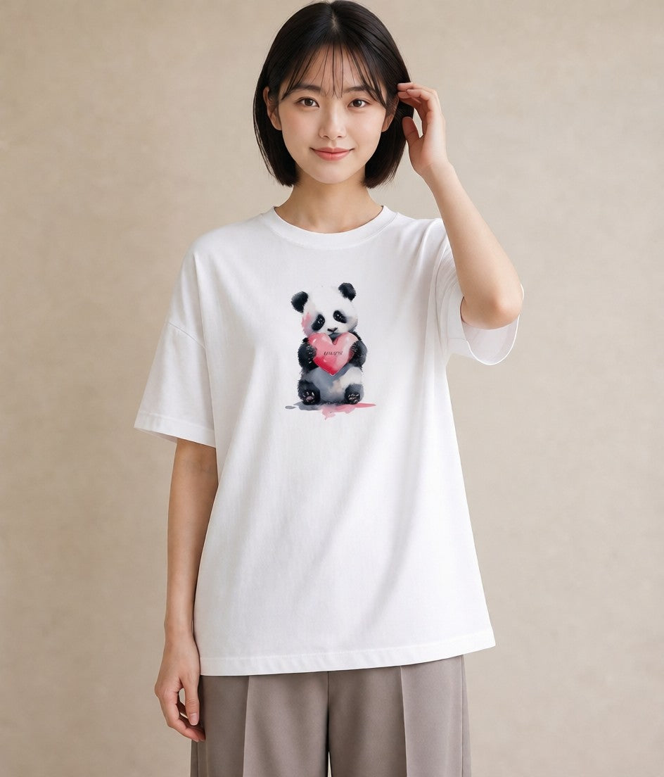 Tシャツ レディース レッサーパンダ 動物 アニマル イラスト 淡色 週末コーデ 敬老の日 白T