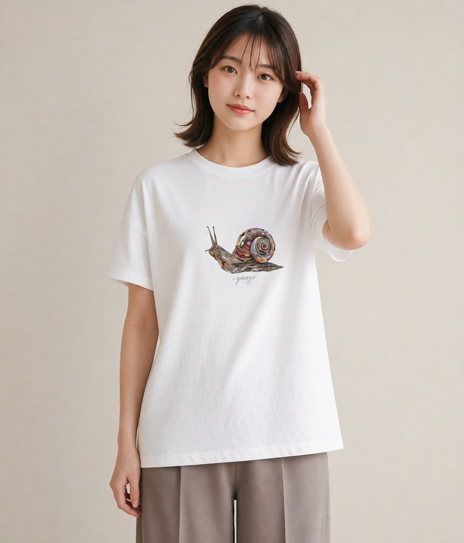 半袖Tシャツ レディース ダンゴムシ 昆虫 虫 イラスト レトロ ママ カフェ服 白T