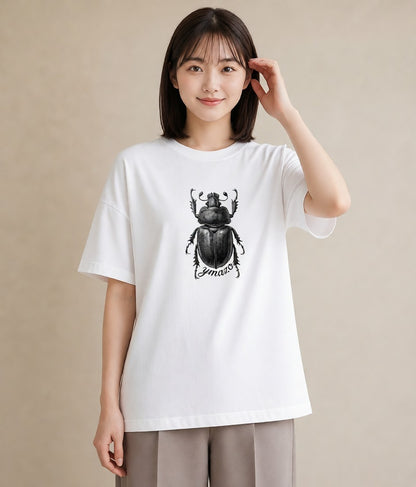 Tシャツ レディース クワガタ 昆虫 虫 イラスト ゆるコーデ 綿100 デート 白T