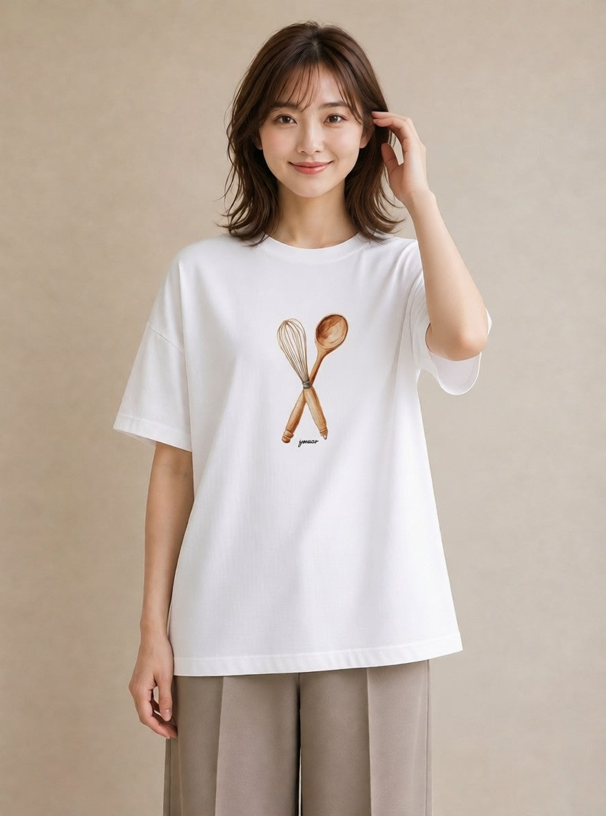 プリントTシャツ レディース 手鏡 アンティーク レトロ ナチュラル イラスト 手描き風 おしゃれギフト 社会人 白T