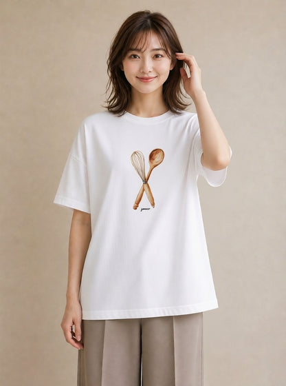 プリントTシャツ レディース 手鏡 アンティーク レトロ ナチュラル イラスト 手描き風 おしゃれギフト 社会人 白T