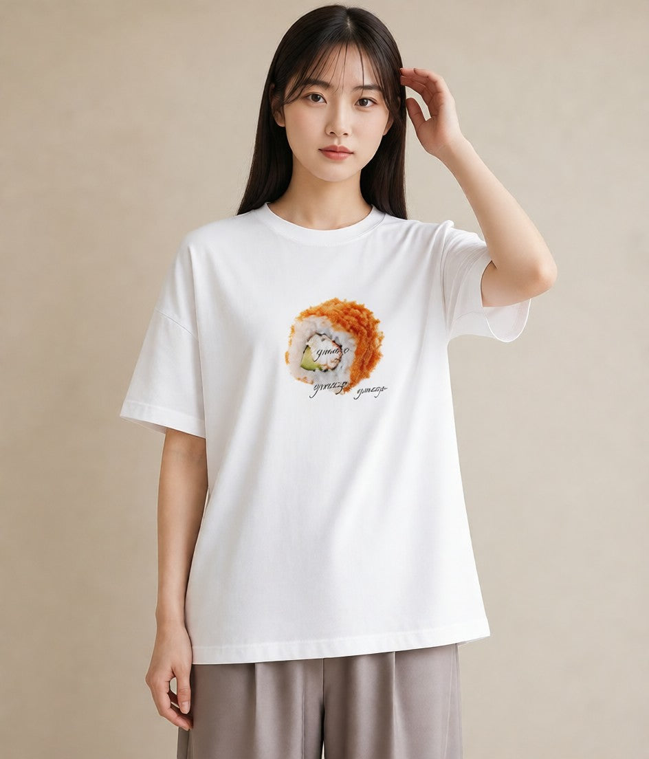 デザインTシャツ レディース お寿司 食べ物 フード イラスト ゆるかわ 散歩 お出かけ 白T