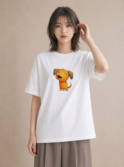 Tシャツ レディース わんちゃん 犬 いぬ イラスト ガーリー 親子 20代 白T