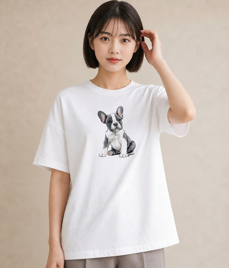 デザインTシャツ レディース わんちゃん 犬 いぬ イラスト 淡色 ホワイトデー 春服 白T