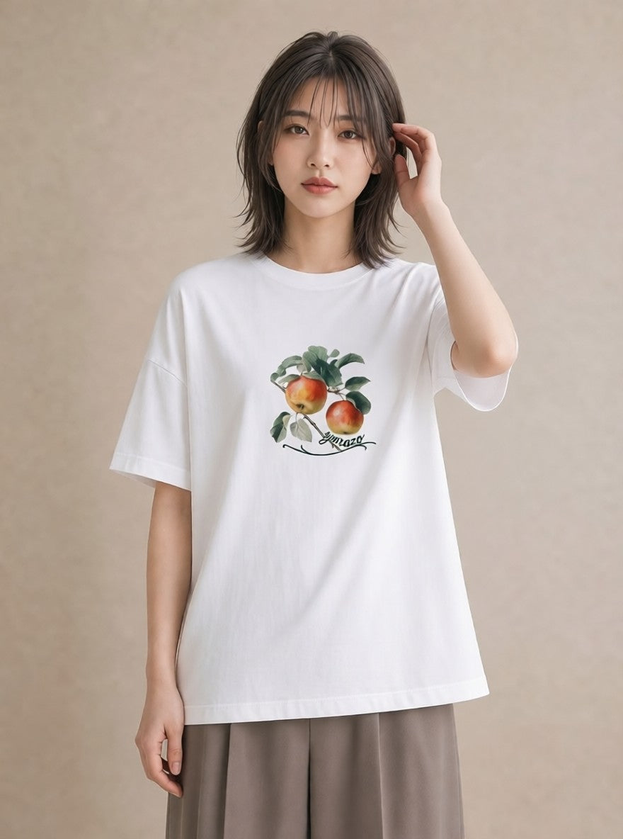 プリントTシャツ レディース もも 食べ物 フード イラスト アート風 母の日 ビーチ 白T