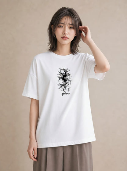 デザインTシャツ レディース 雨上がりの小道 雨上がり 小道 ナチュラル アンティーク イラスト モード カフェ服 クリスマス 白T