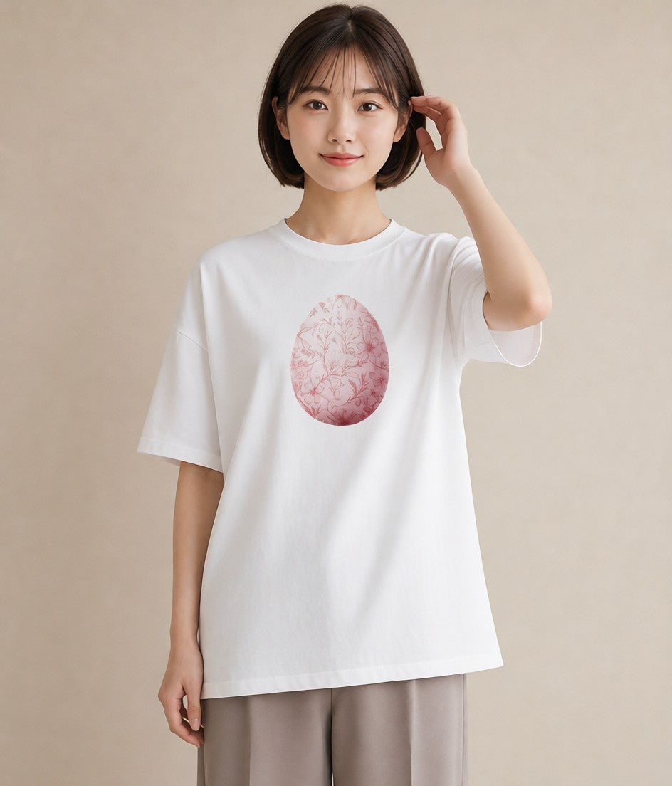 デザインTシャツ レディース たまご 食べ物 フード イラスト ヴィンテージ風 普段着 週末コーデ 白T