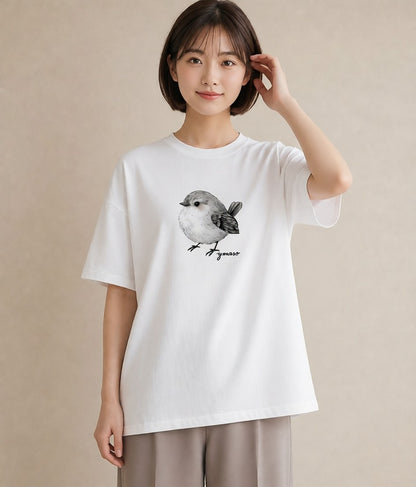 グラフィックTシャツ レディース シロフクロウ 動物 アニマル イラスト 個性的 カフェ巡り 女子会 白T