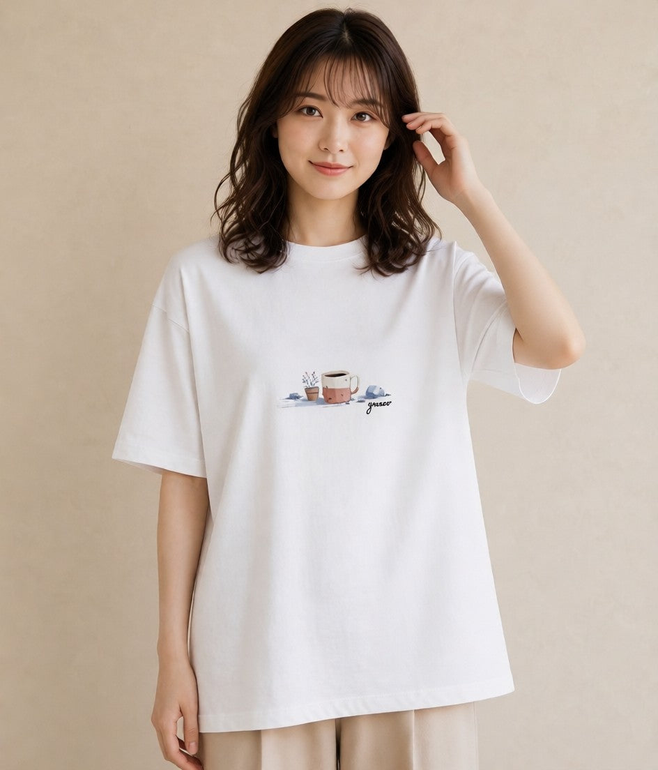 Tシャツ レディース 紅茶 食べ物 フード イラスト 淡色 母の日 ビーチ 白T