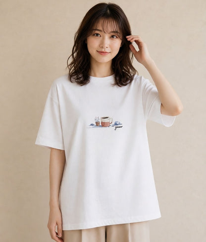 Tシャツ レディース 紅茶 食べ物 フード イラスト 淡色 母の日 ビーチ 白T