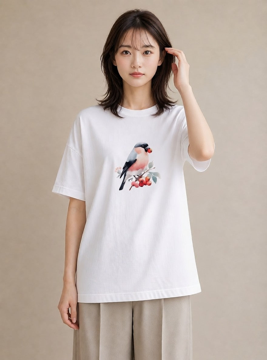プリントTシャツ レディース シマエナガ しまえなが 動物 アニマル イラスト ミニマル デート 帰省 白T