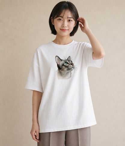 Tシャツ レディース ラグドール 猫 ねこ イラスト ゆるコーデ ビーチ デイリーウェア 白T