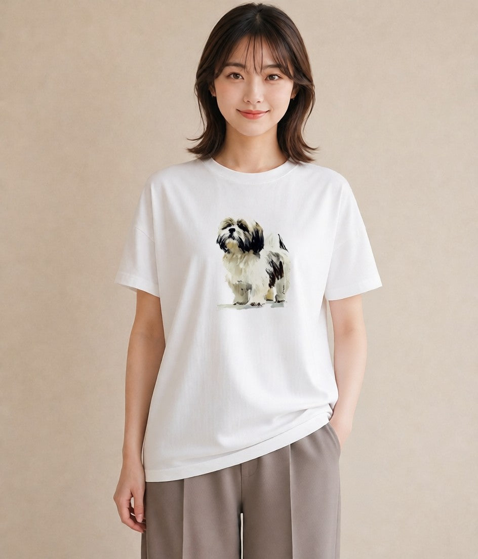 グラフィックTシャツ レディース いぬ 犬 ワンコ イラスト ユニーク 母の日 ビーチ 白T