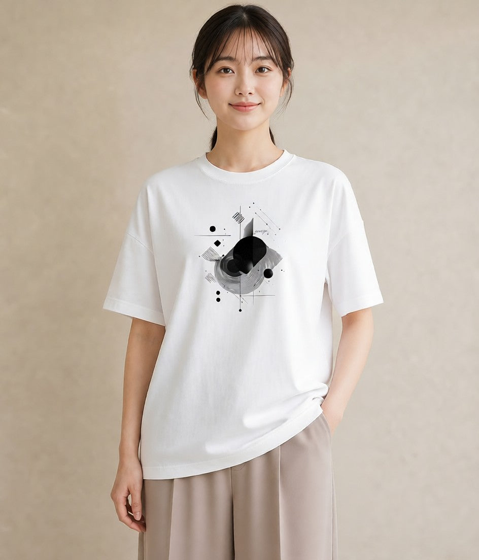 プリントTシャツ レディース 幾何学 ミニマル ジオメトリック イラスト 水彩風 旅行 母娘コーデ 白T