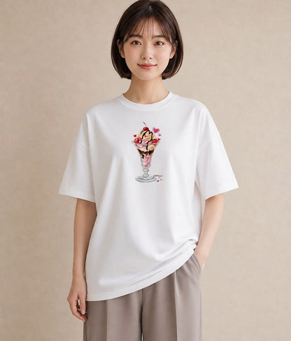 グラフィックTシャツ レディース アイス 食べ物 フード イラスト ラフカジュアル 母娘コーデ 自分用 白T