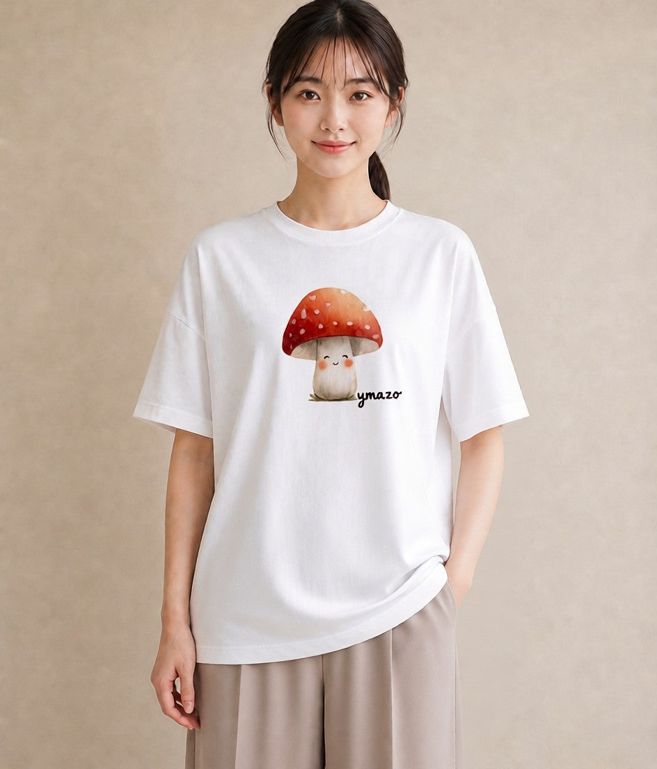 半袖Tシャツ レディース 傘 水たまり 雨 ナチュラル アンティーク イラスト 手描き風 女性 旅行用 白T