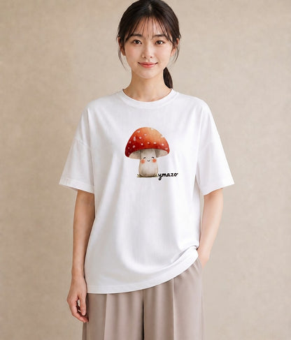 半袖Tシャツ レディース 傘 水たまり 雨 ナチュラル アンティーク イラスト 手描き風 女性 旅行用 白T