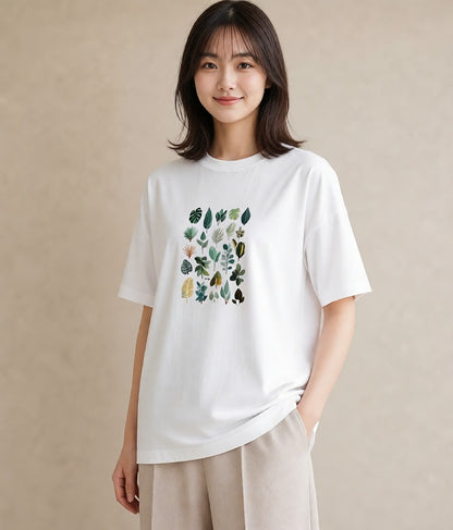 デザインTシャツ レディース ボタニカル 植物 イラスト ユニーク 20代 カジュアルコーデ 白T