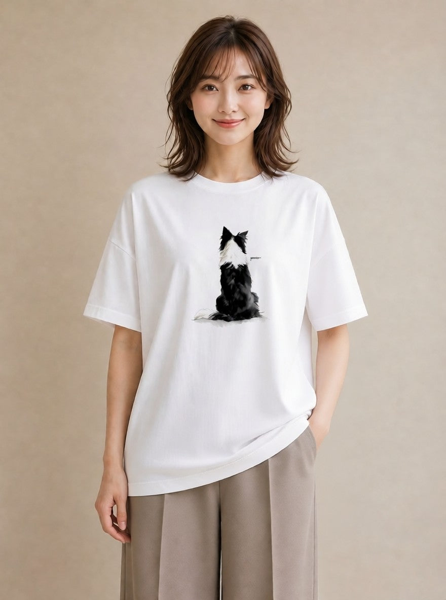 デザインTシャツ レディース 愛犬 犬 いぬ イラスト ナチュラル 旅行用 海 白T