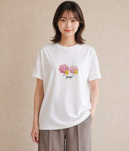半袖Tシャツ レディース 雲 星空 宇宙 イラスト ゆるかわ 母の日 ビーチ 白T