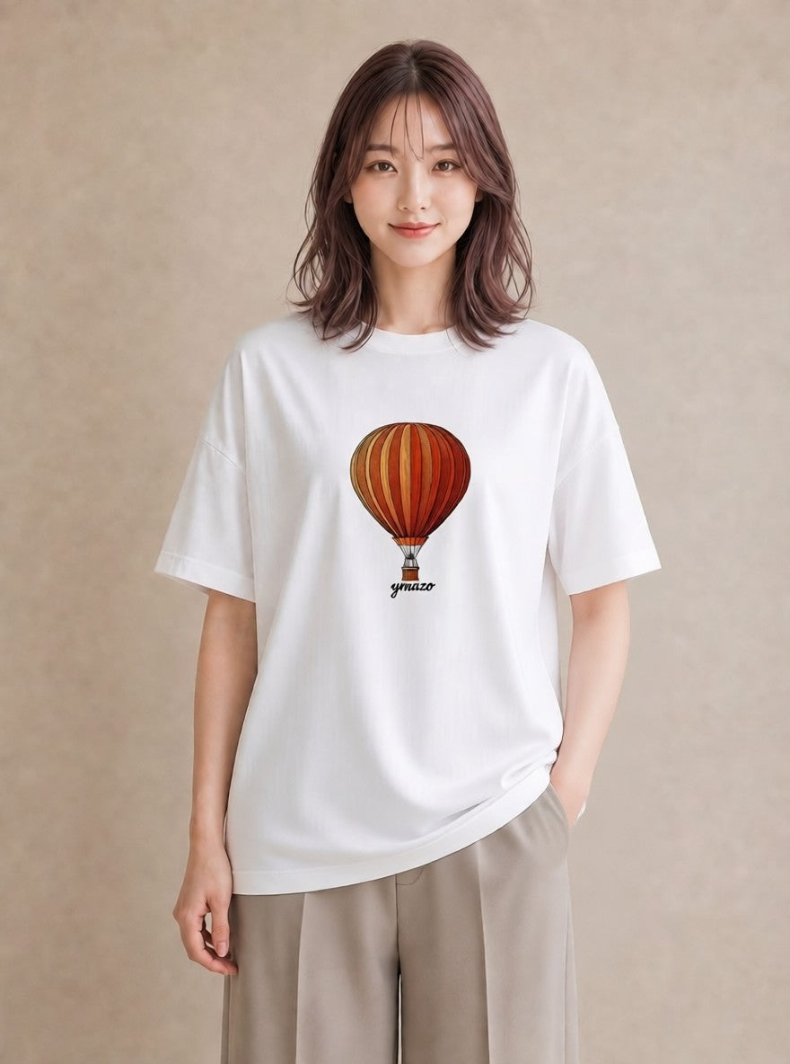 Tシャツ レディース 気球 星空 宇宙 イラスト 個性的 親子 20代 白T