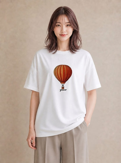 Tシャツ レディース 気球 星空 宇宙 イラスト 個性的 親子 20代 白T