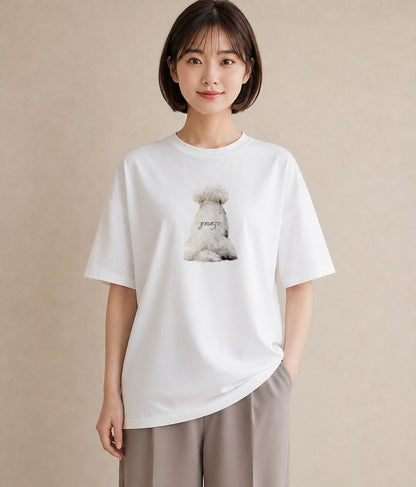 グラフィックTシャツ レディース トイプードル プードル 犬 いぬ イラスト 水彩風 友達ギフト 部屋着 白T