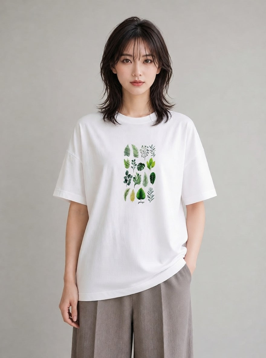Tシャツ レディース ボタニカル 植物 イラスト ヴィンテージ風 週末コーデ 敬老の日 白T